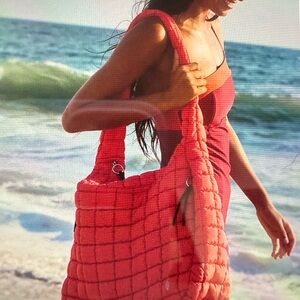 NWT Free People Coral Quilted Carryall Bag MSRP$78